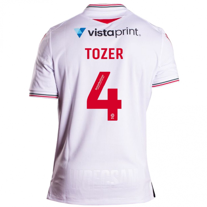 Men Football Ben Tozer #4 White Away Jersey 2023/24 T-Shirt Canada