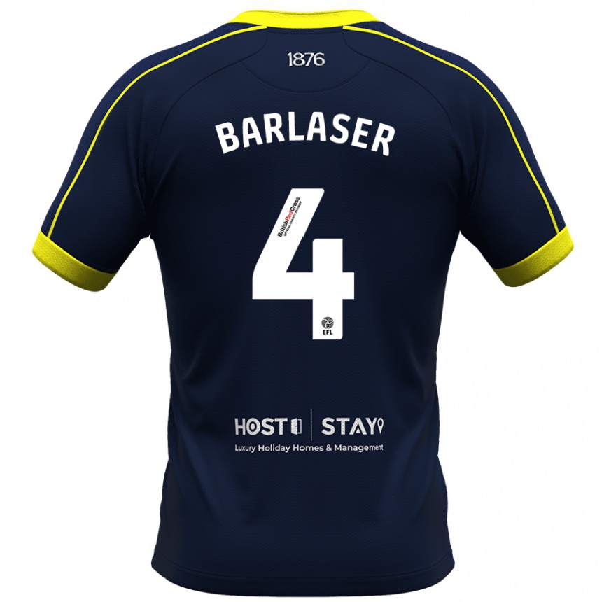 Men Football Dan Barlaser #4 Navy Away Jersey 2023/24 T-Shirt Canada