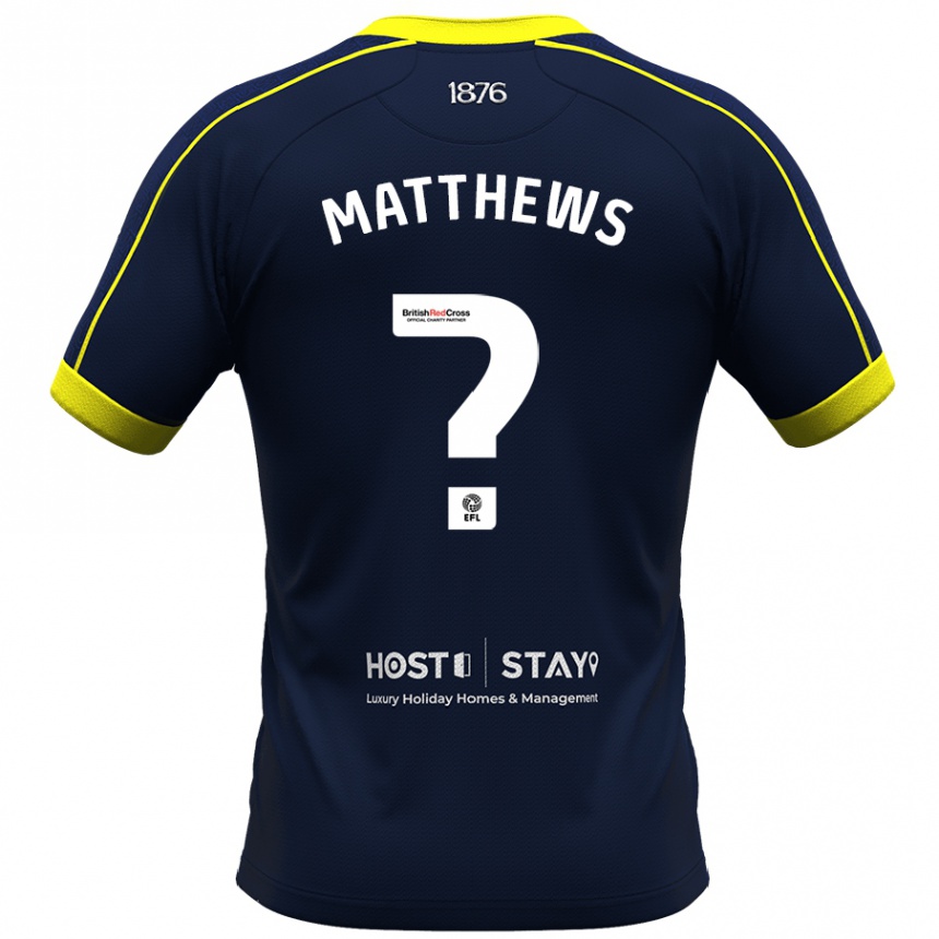 Men Football Ajay Matthews #0 Navy Away Jersey 2023/24 T-Shirt Canada