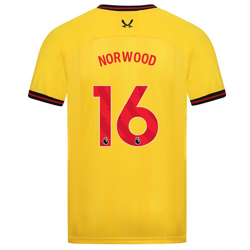 Men Football Oliver Norwood #16 Yellow Away Jersey 2023/24 T-Shirt Canada