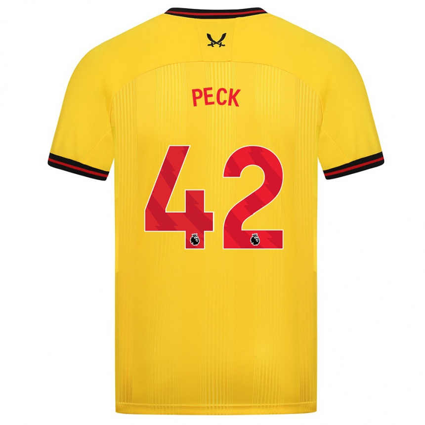 Men Football Sydie Peck #42 Yellow Away Jersey 2023/24 T-Shirt Canada