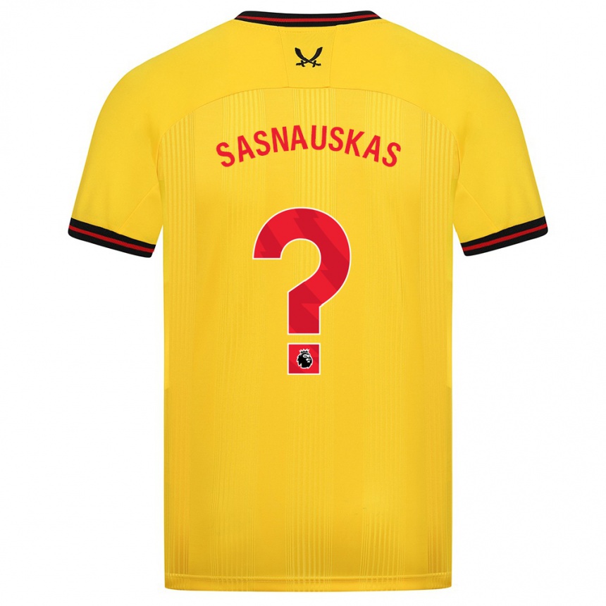 Men Football Dovydas Sasnauskas #0 Yellow Away Jersey 2023/24 T-Shirt Canada