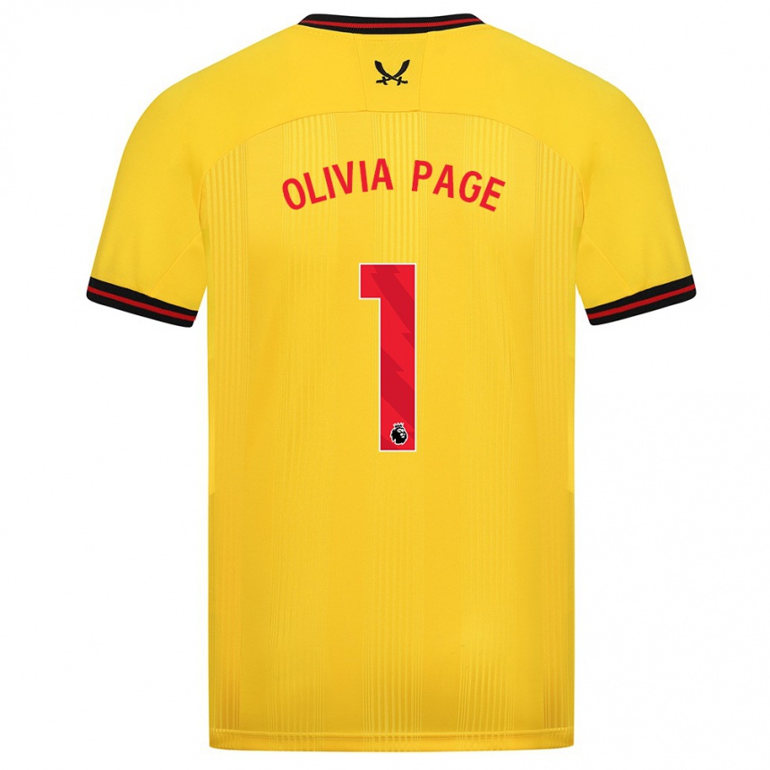 Men Football Olivia Page #1 Yellow Away Jersey 2023/24 T-Shirt Canada