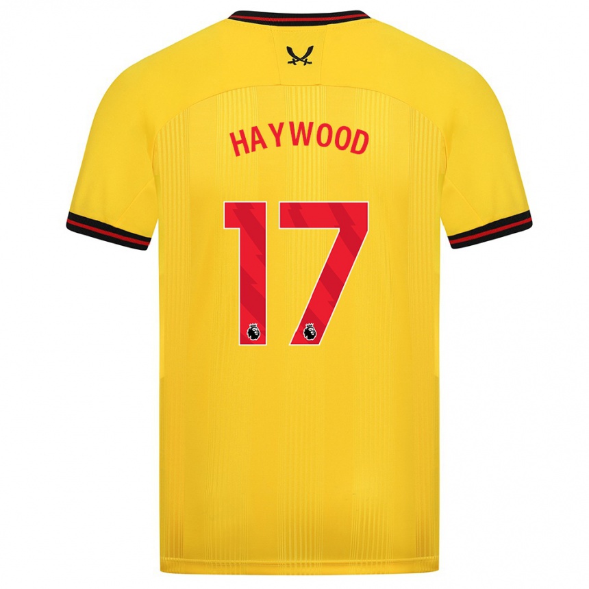 Men Football Sophie Haywood #17 Yellow Away Jersey 2023/24 T-Shirt Canada