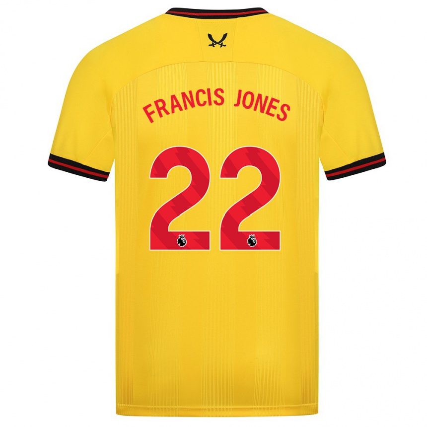 Men Football Maria Francis-Jones #22 Yellow Away Jersey 2023/24 T-Shirt Canada