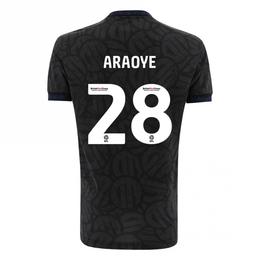 Men Football Raphael Araoye #28 Black Away Jersey 2023/24 T-Shirt Canada