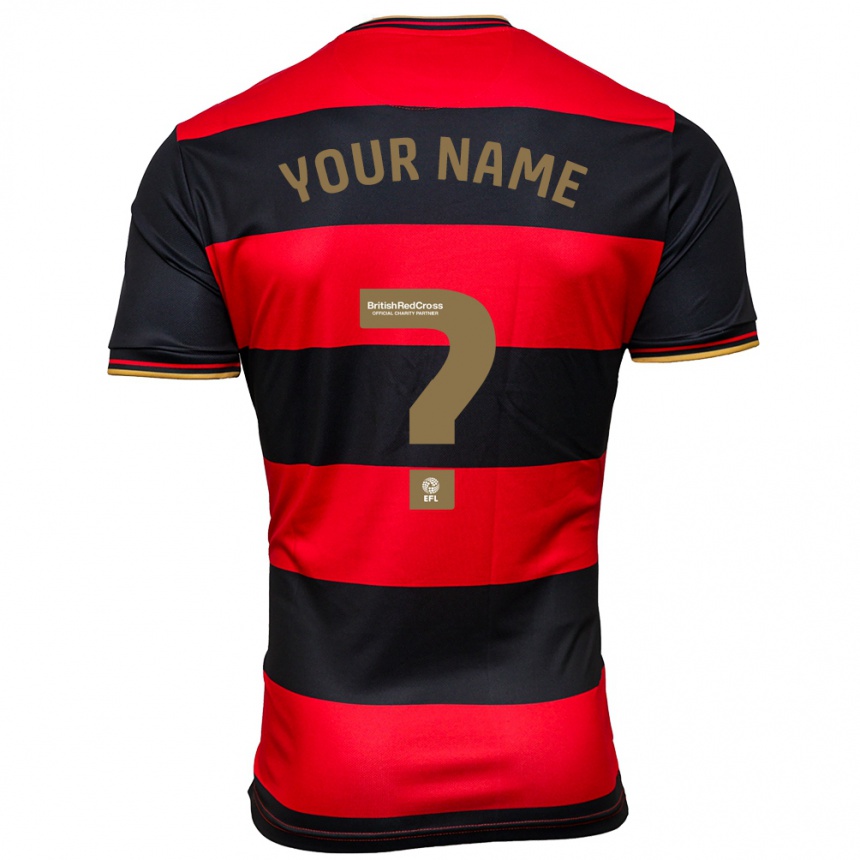 Men Football Your Name #0 Black Red Away Jersey 2023/24 T-Shirt Canada