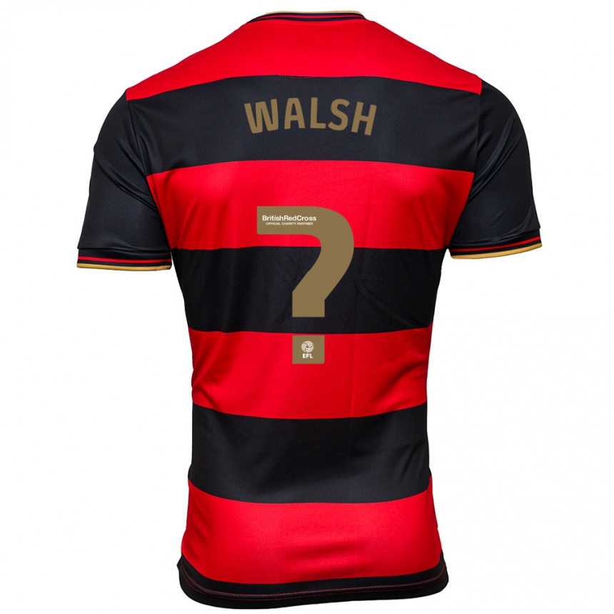 Men Football Joe Walsh #0 Black Red Away Jersey 2023/24 T-Shirt Canada