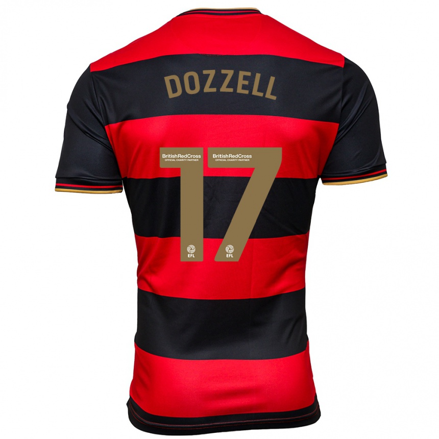 Men Football Andre Dozzell #17 Black Red Away Jersey 2023/24 T-Shirt Canada