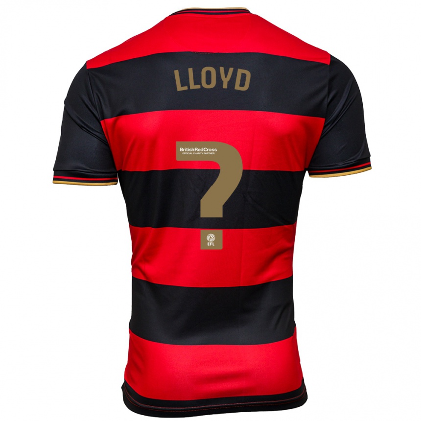 Men Football Alfie Lloyd #0 Black Red Away Jersey 2023/24 T-Shirt Canada