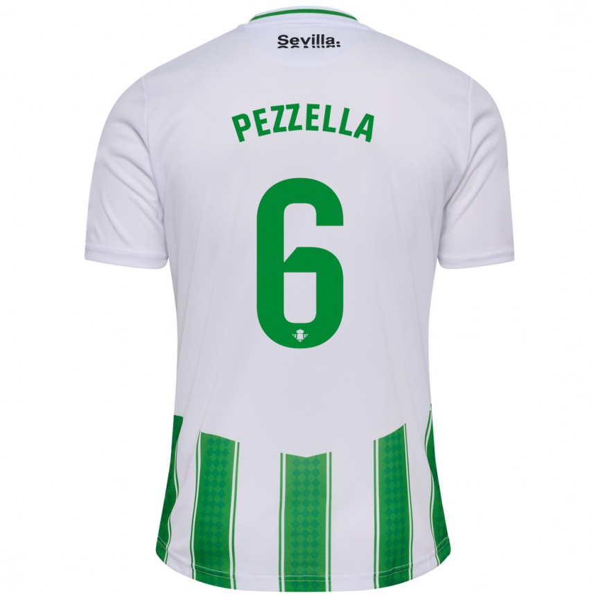 Women Football Germán Pezzella #6 White Home Jersey 2023/24 T-Shirt Canada