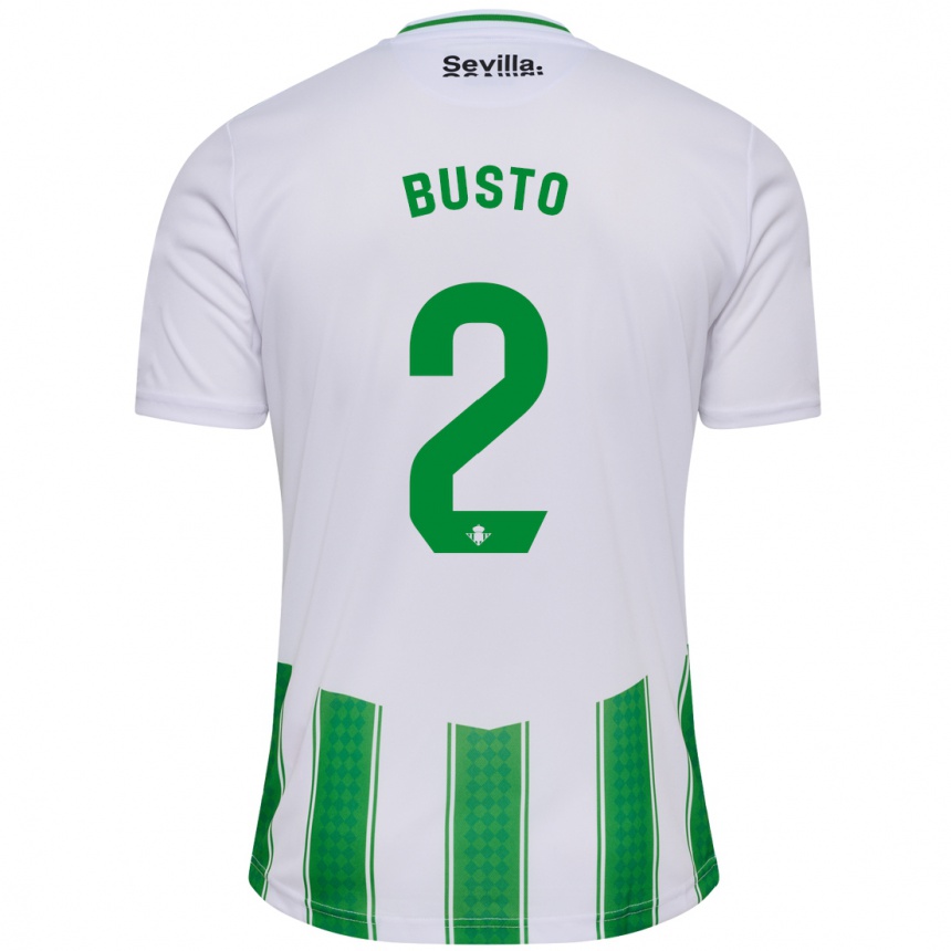 Women Football Pablo Busto #2 White Home Jersey 2023/24 T-Shirt Canada