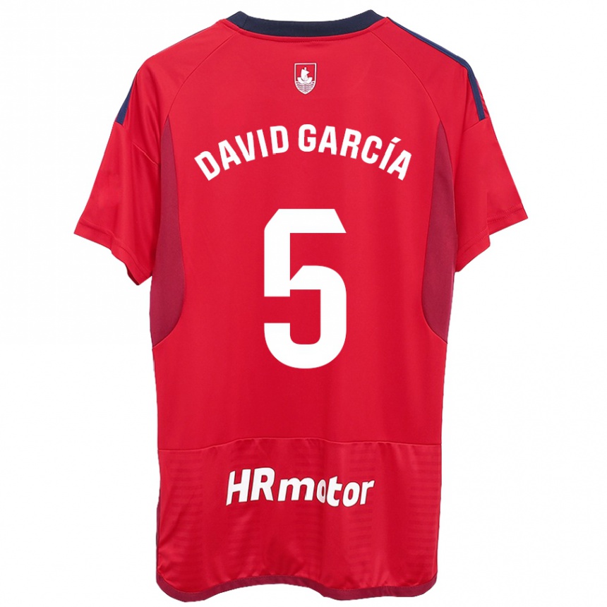 Women Football David García #5 Red Home Jersey 2023/24 T-Shirt Canada