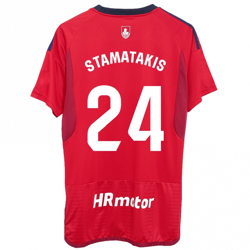 Women Football Dimitrios Stamatakis #24 Red Home Jersey 2023/24 T-Shirt Canada