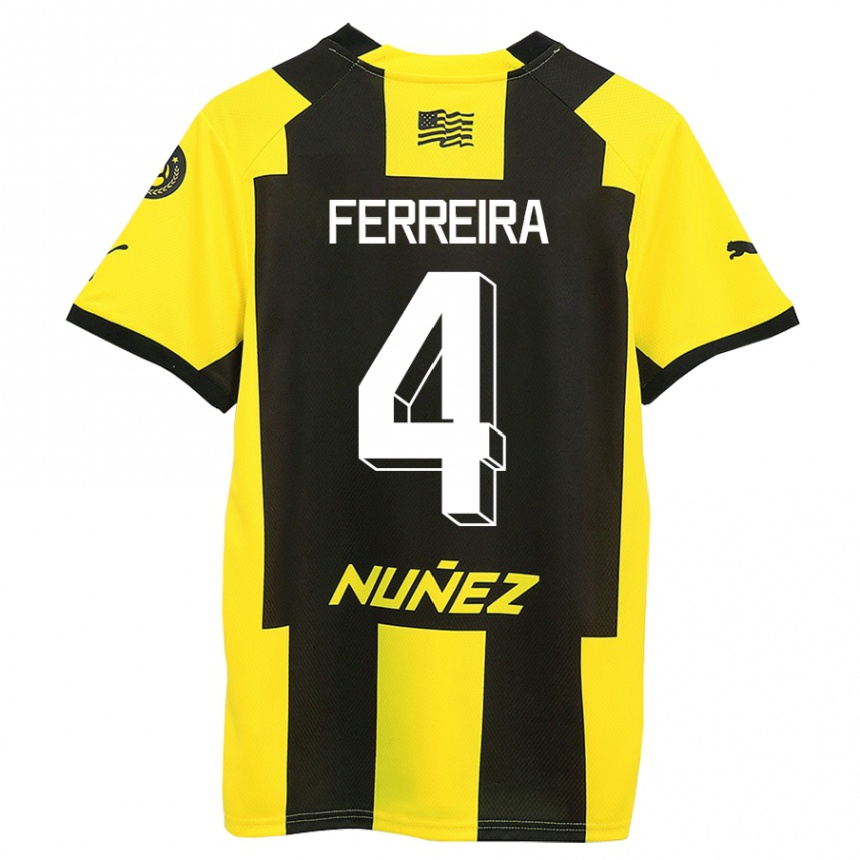 Women Football Joaquín Ferreira #4 Yellow Black Home Jersey 2023/24 T-Shirt Canada