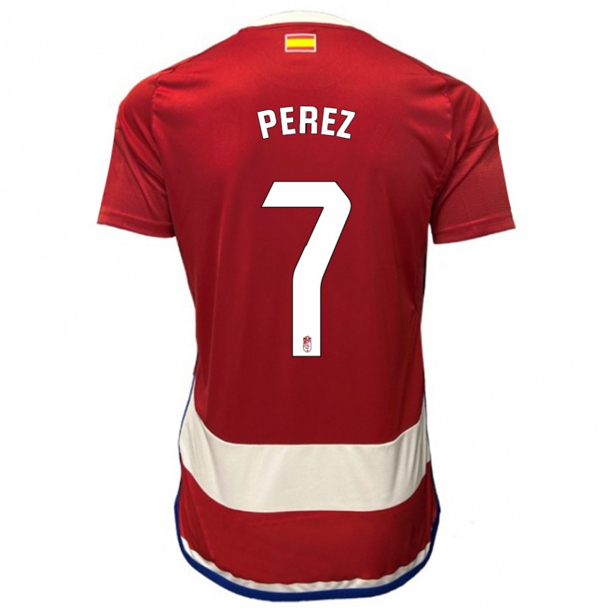 Women Football Laura Pérez #7 Red Home Jersey 2023/24 T-Shirt Canada