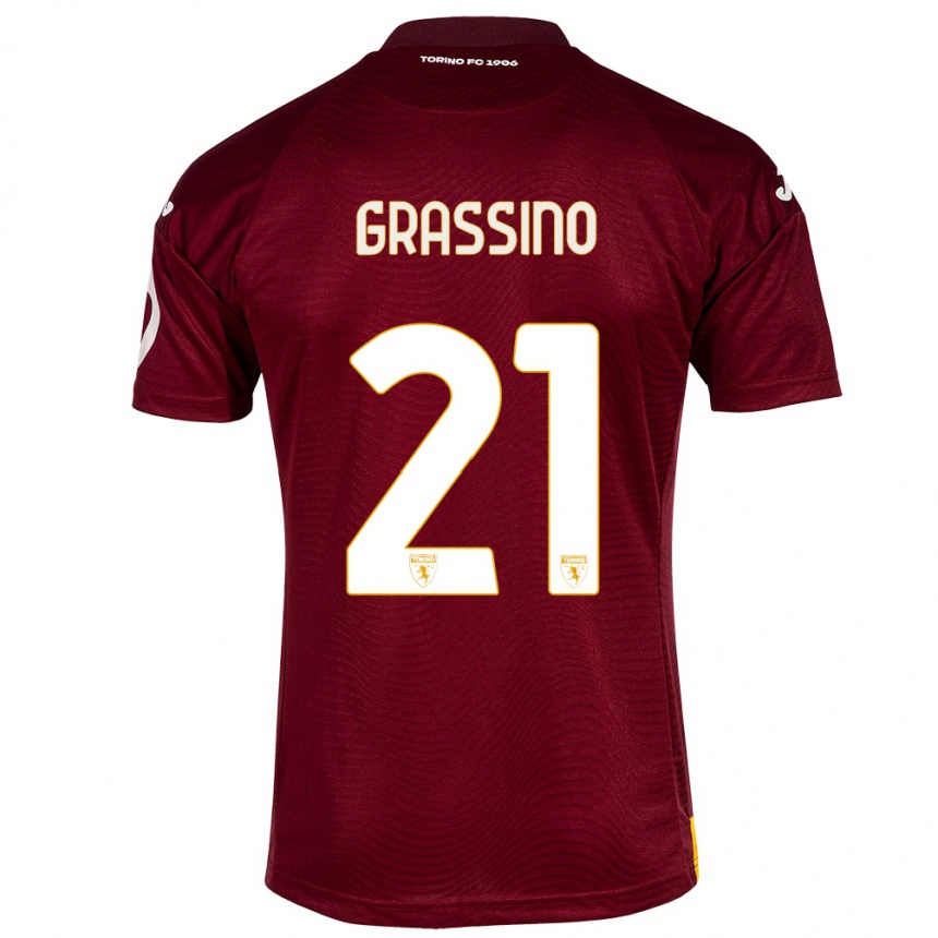 Women Football Giulia Grassino #21 Dark Red Home Jersey 2023/24 T-Shirt Canada