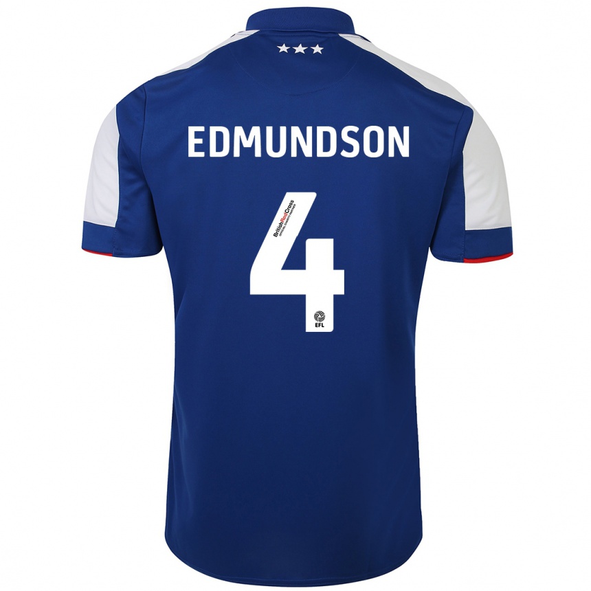 Femme Football Maillot George Edmundson #4 Bleu Tenues Domicile 2023/24 Canada