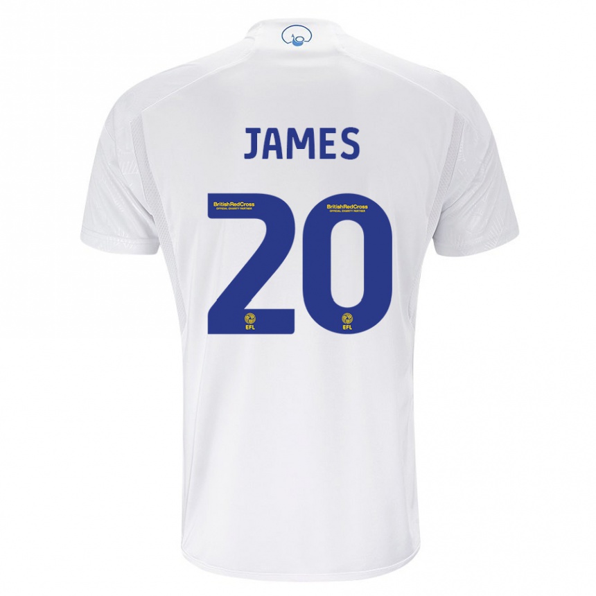 Women Football Daniel James #20 White Home Jersey 2023/24 T-Shirt Canada