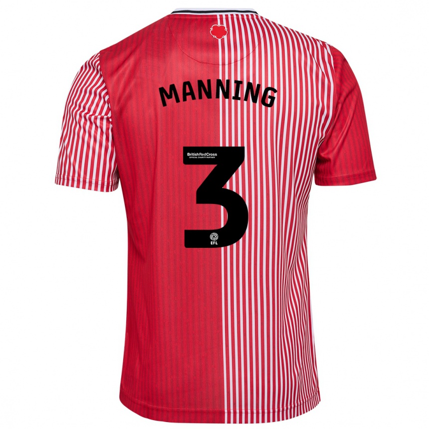 Women Football Ryan Manning #3 Red Home Jersey 2023/24 T-Shirt Canada