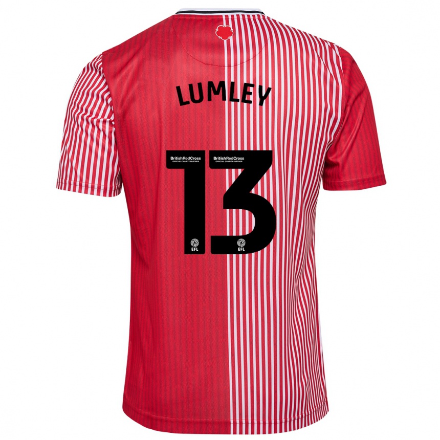 Women Football Joe Lumley #13 Red Home Jersey 2023/24 T-Shirt Canada