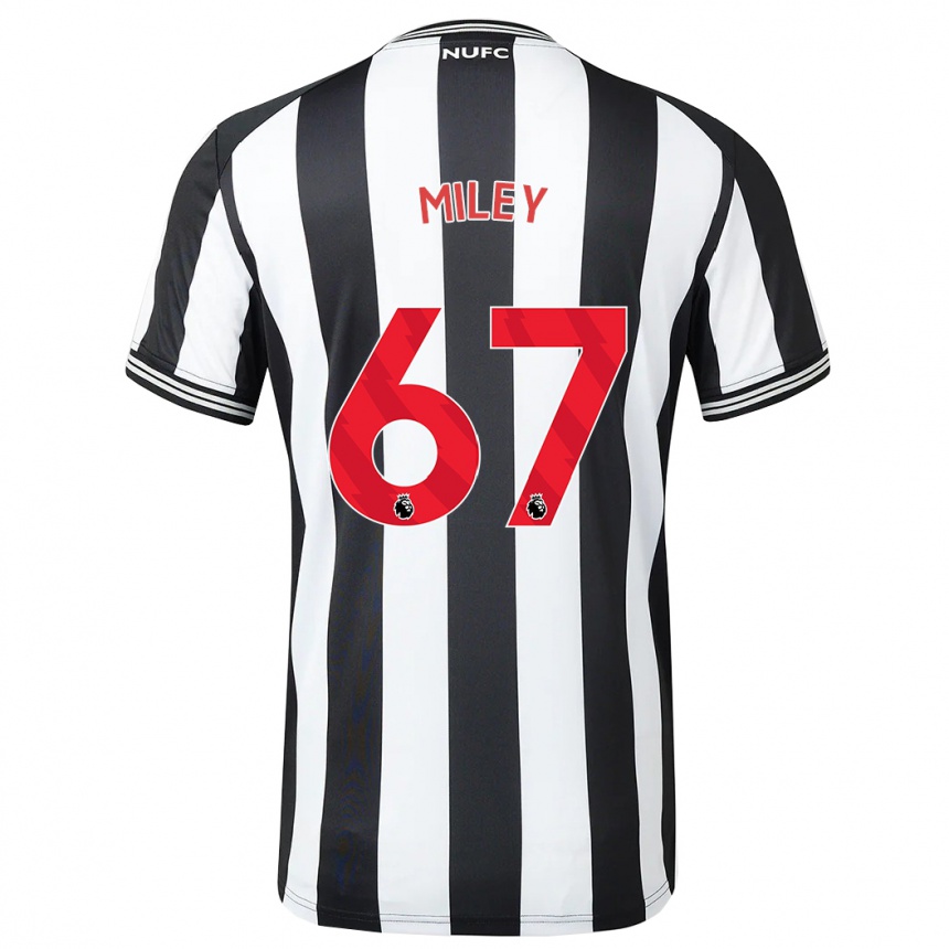 Women Football Lewis Miley #67 Black White Home Jersey 2023/24 T-Shirt Canada