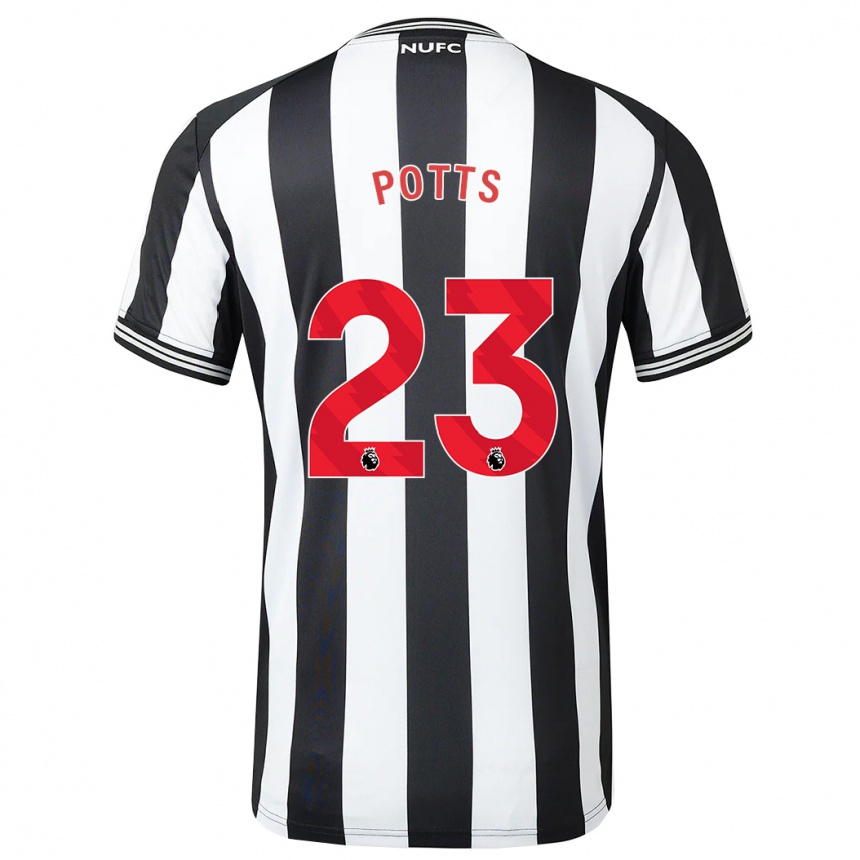 Women Football Charlotte Potts #23 Black White Home Jersey 2023/24 T-Shirt Canada