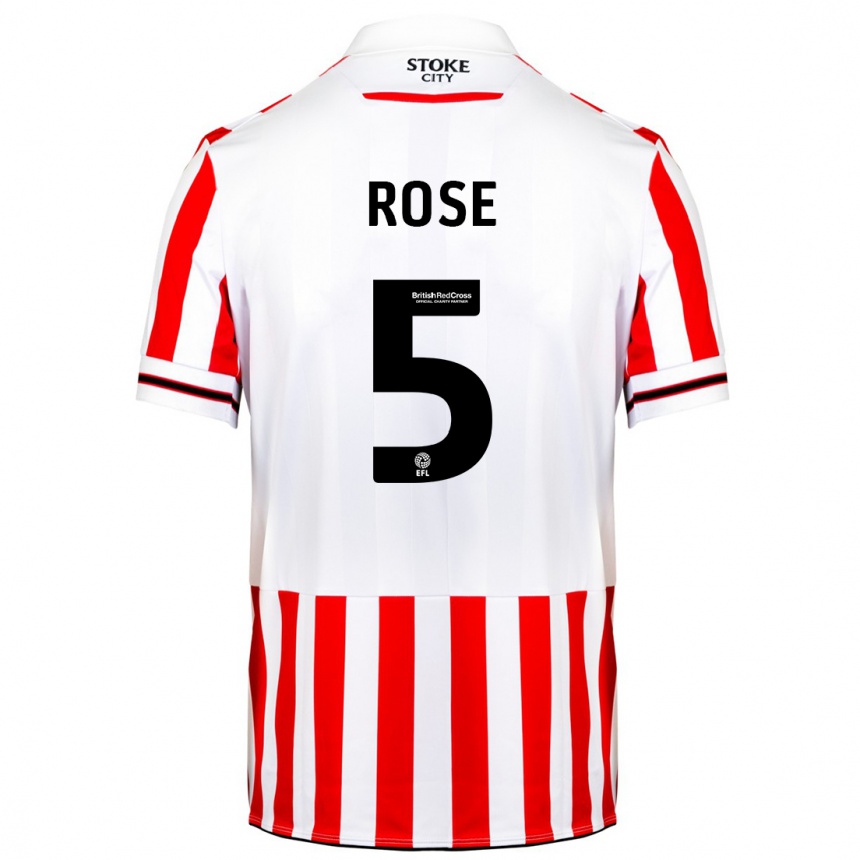 Women Football Michael Rose #5 Red White Home Jersey 2023/24 T-Shirt Canada