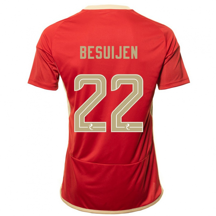 Women Football Vicente Besuijen #22 Red Home Jersey 2023/24 T-Shirt Canada