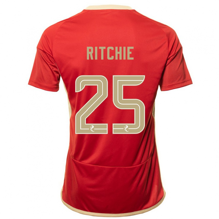 Women Football Tom Ritchie #25 Red Home Jersey 2023/24 T-Shirt Canada