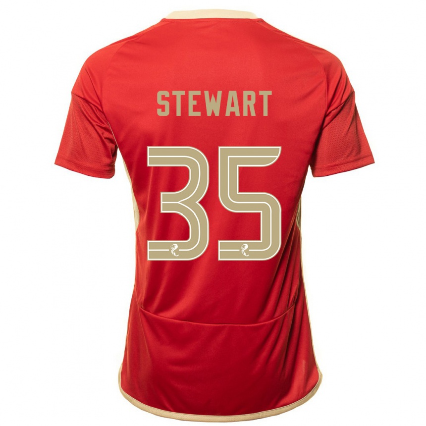 Women Football Alfie Stewart #35 Red Home Jersey 2023/24 T-Shirt Canada