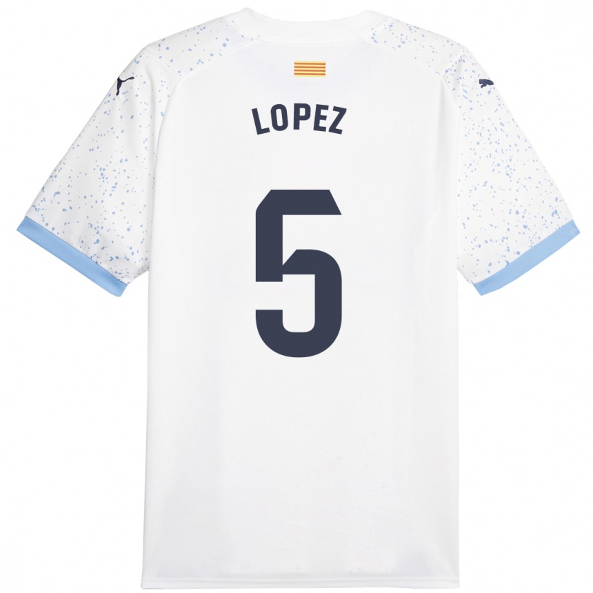 Women Football David López #5 White Away Jersey 2023/24 T-Shirt Canada