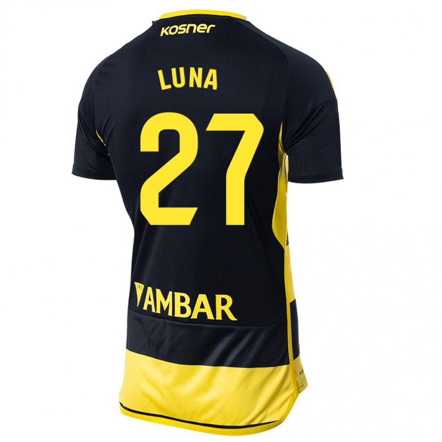 Women Football Marcos Luna #27 Black Yellow Away Jersey 2023/24 T-Shirt Canada