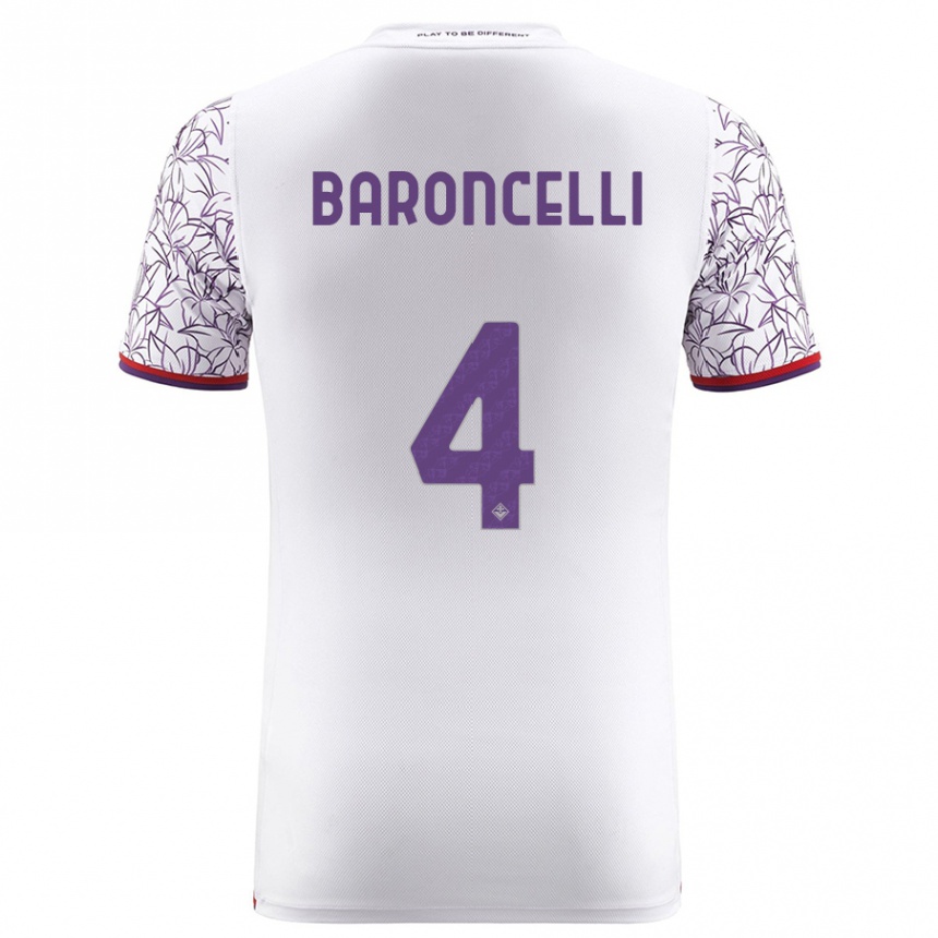 Women Football Leonardo Baroncelli #4 White Away Jersey 2023/24 T-Shirt Canada