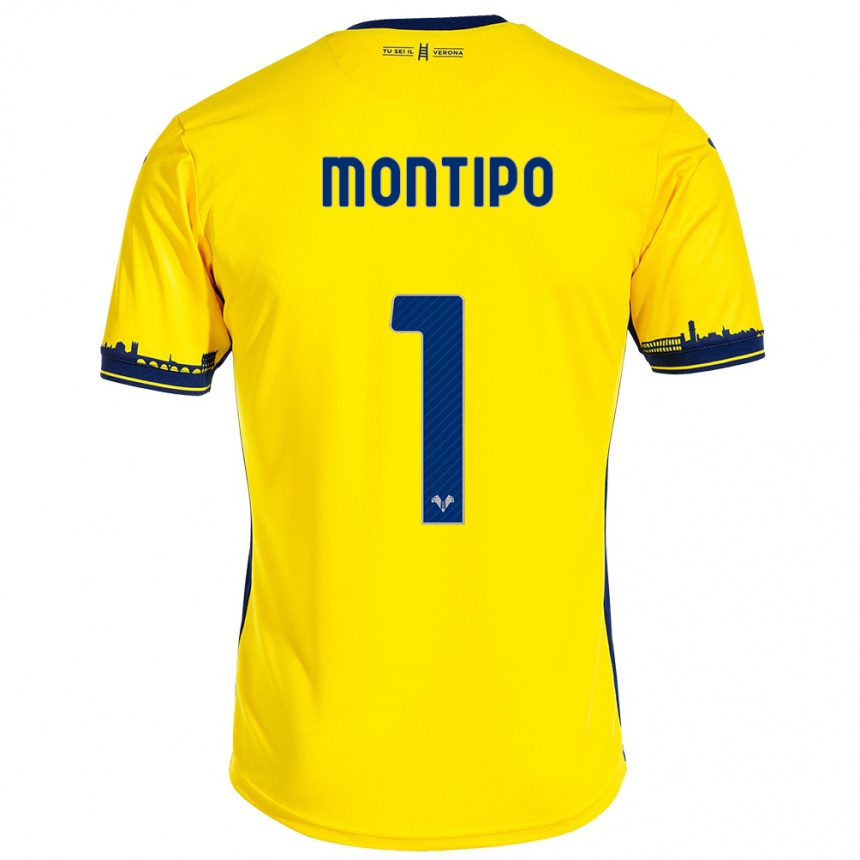 Women Football Lorenzo Montipò #1 Yellow Away Jersey 2023/24 T-Shirt Canada