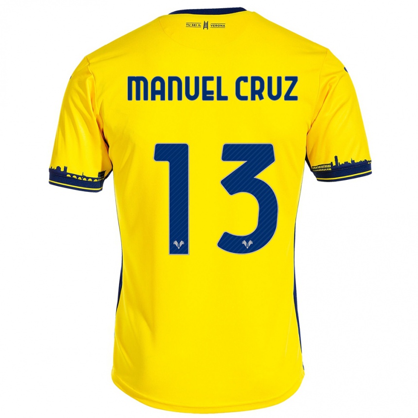 Women Football Juan Manuel Cruz #13 Yellow Away Jersey 2023/24 T-Shirt Canada