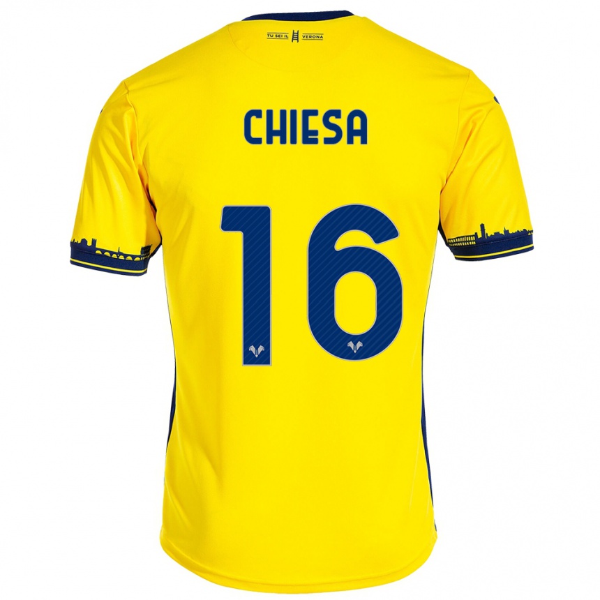 Femme Football Maillot Mattia Chiesa #16 Jaune Tenues Extérieur 2023/24 Canada