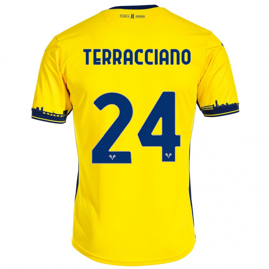 Women Football Filippo Terracciano #24 Yellow Away Jersey 2023/24 T-Shirt Canada