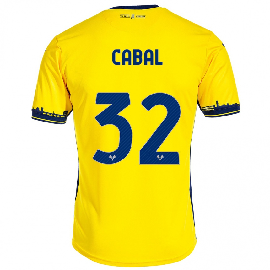 Women Football Juan Cabal #32 Yellow Away Jersey 2023/24 T-Shirt Canada