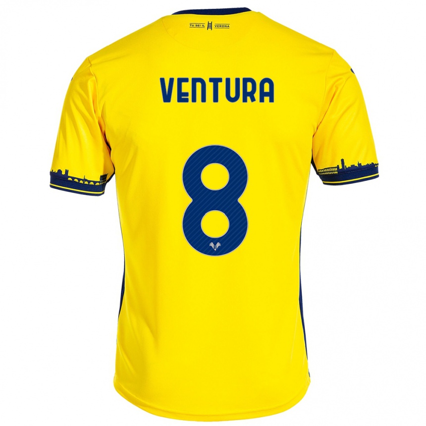 Women Football Ciro Ventura #8 Yellow Away Jersey 2023/24 T-Shirt Canada