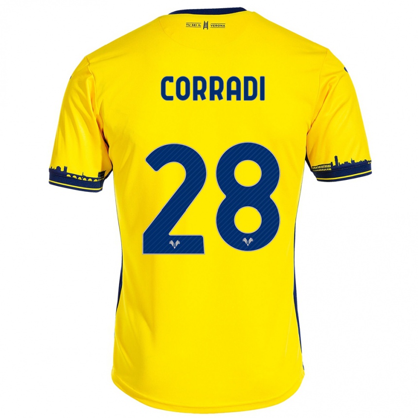 Women Football Christian Corradi #28 Yellow Away Jersey 2023/24 T-Shirt Canada