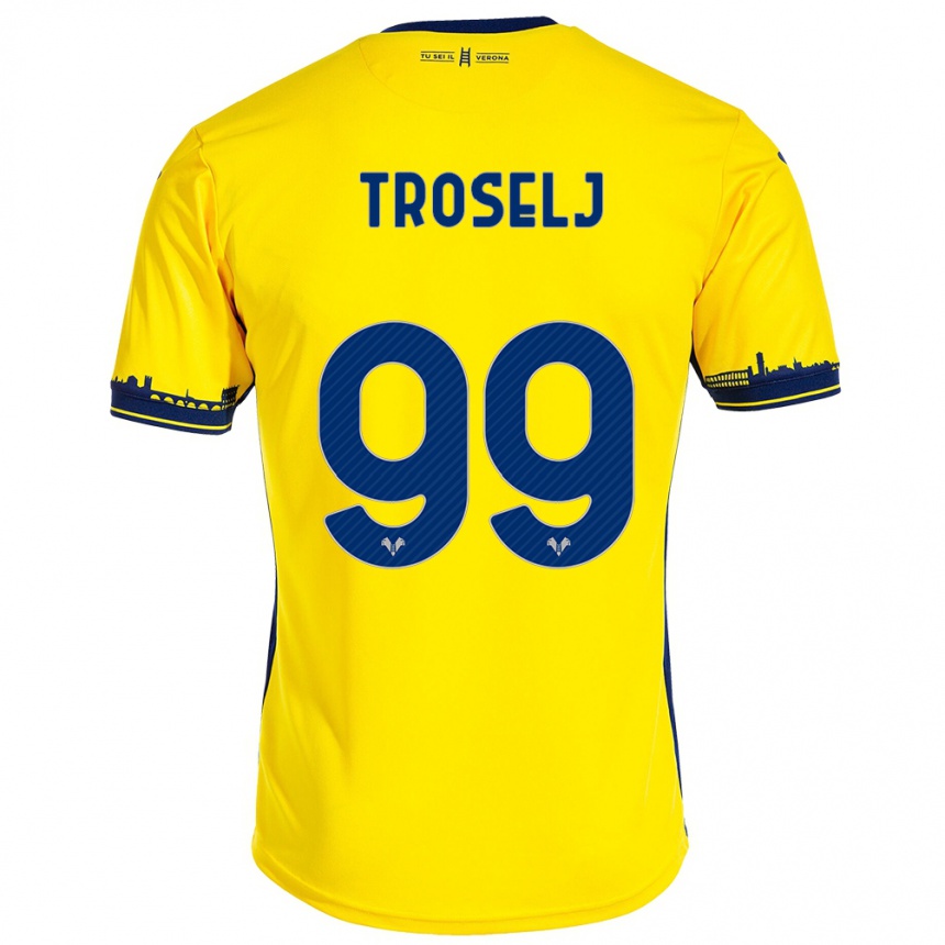 Women Football Ethan Troselj #99 Yellow Away Jersey 2023/24 T-Shirt Canada