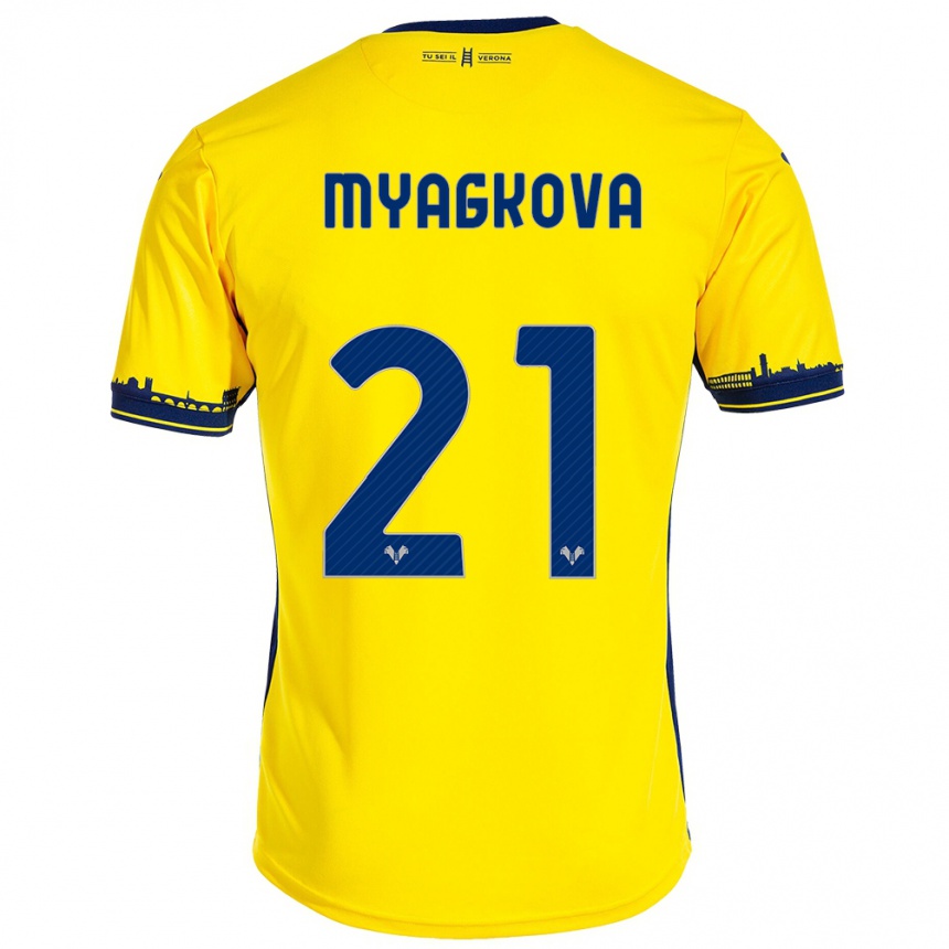 Women Football Alina Myagkova #21 Yellow Away Jersey 2023/24 T-Shirt Canada