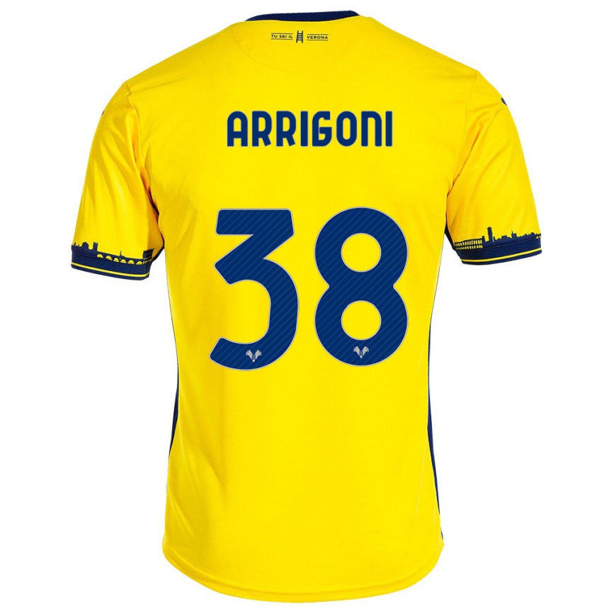 Women Football Arrigoni #38 Yellow Away Jersey 2023/24 T-Shirt Canada