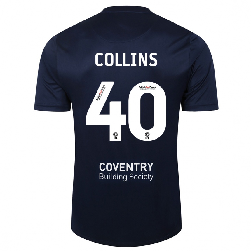 Women Football Brad Collins #40 Red Navy Away Jersey 2023/24 T-Shirt Canada