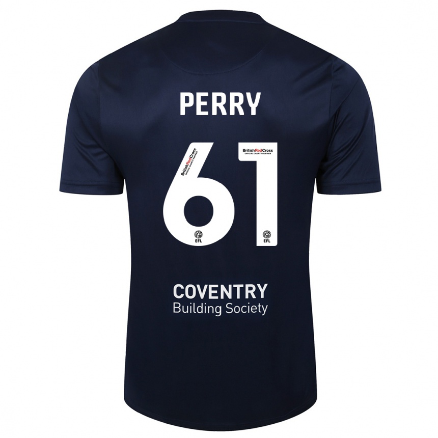 Women Football Callum Perry #61 Red Navy Away Jersey 2023/24 T-Shirt Canada