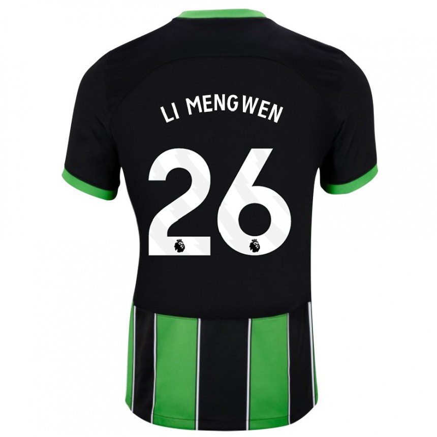 Women Football Li Mengwen #26 Black Green Away Jersey 2023/24 T-Shirt Canada