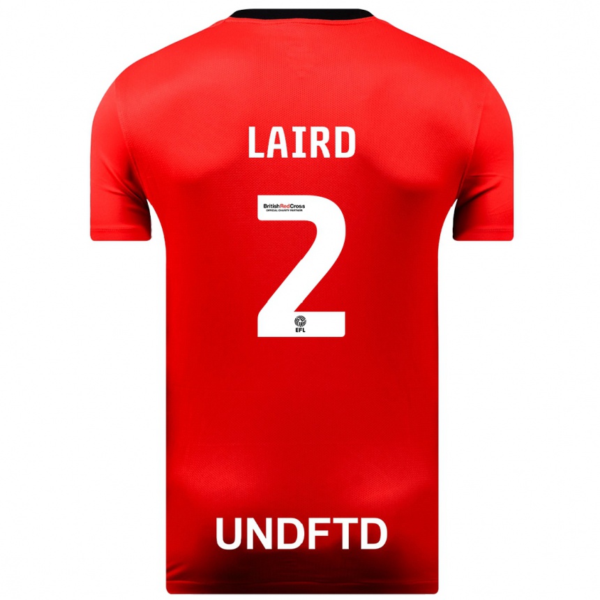 Women Football Ethan Laird #2 Red Away Jersey 2023/24 T-Shirt Canada