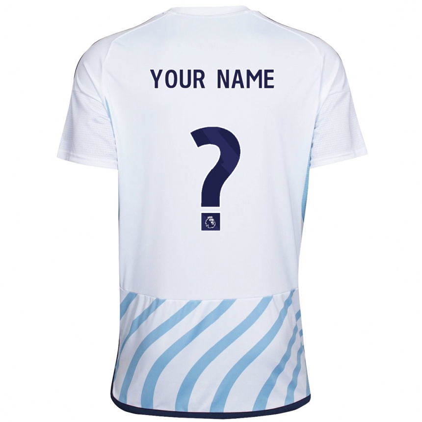 Women Football Your Name #0 White Blue Away Jersey 2023/24 T-Shirt Canada