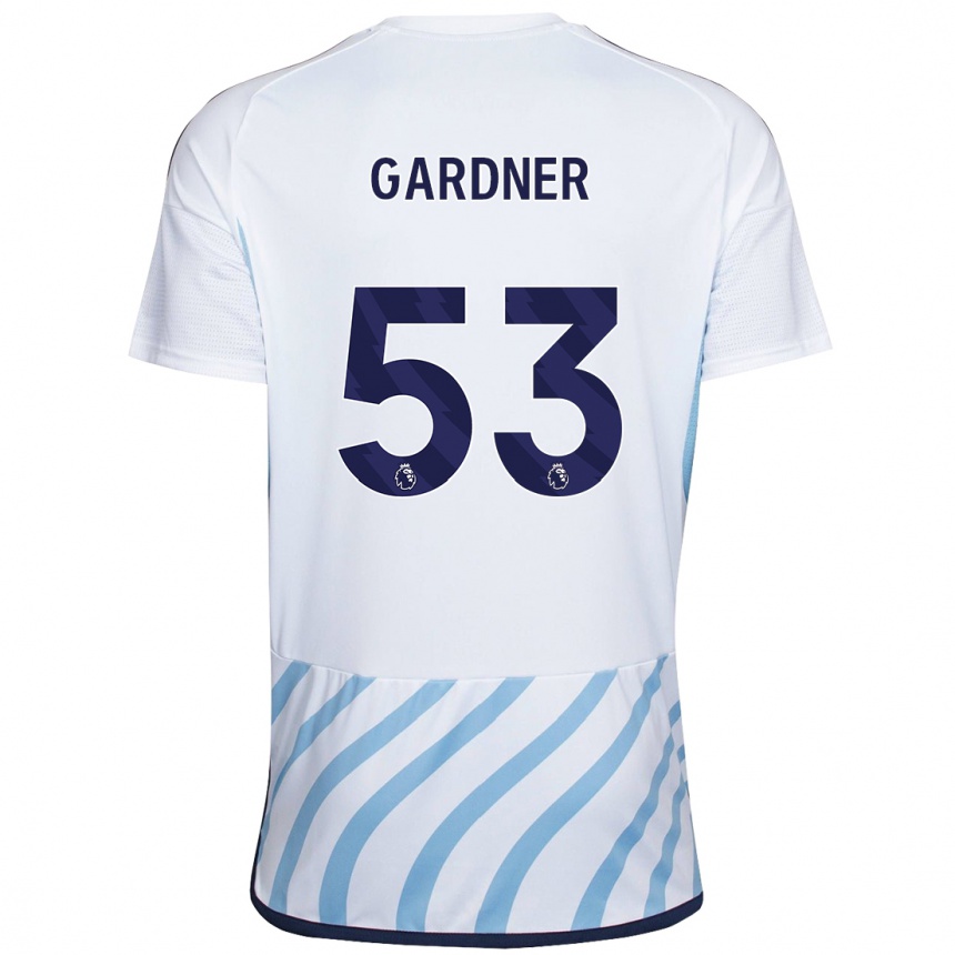 Femme Football Maillot Joe Gardner #53 Blanc Bleu Tenues Extérieur 2023/24 Canada